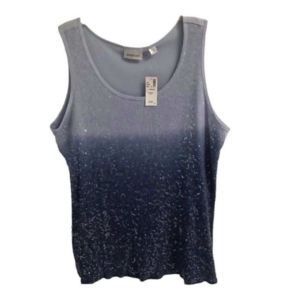 Avenue blue ombre sparkle sequin ribbed tank top 22/24